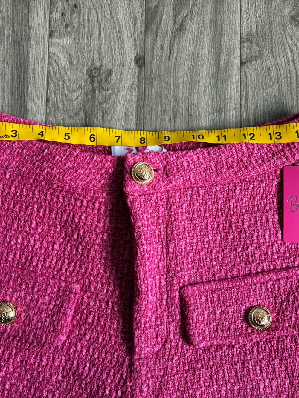 Buddy Love Hot Pink Tweed High-Waist Pocket Shorts - Picture 5 of 16
